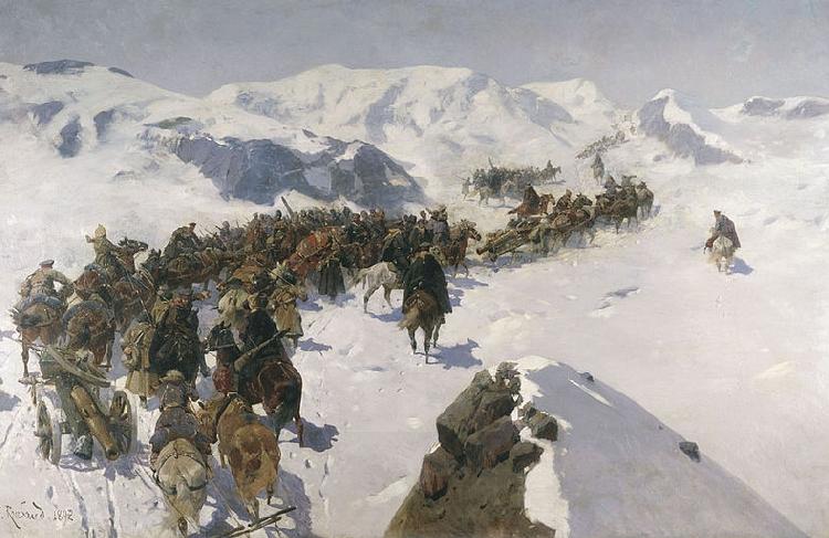 Franz Roubaud Count Argutinsky crossing the Caucasian range China oil painting art